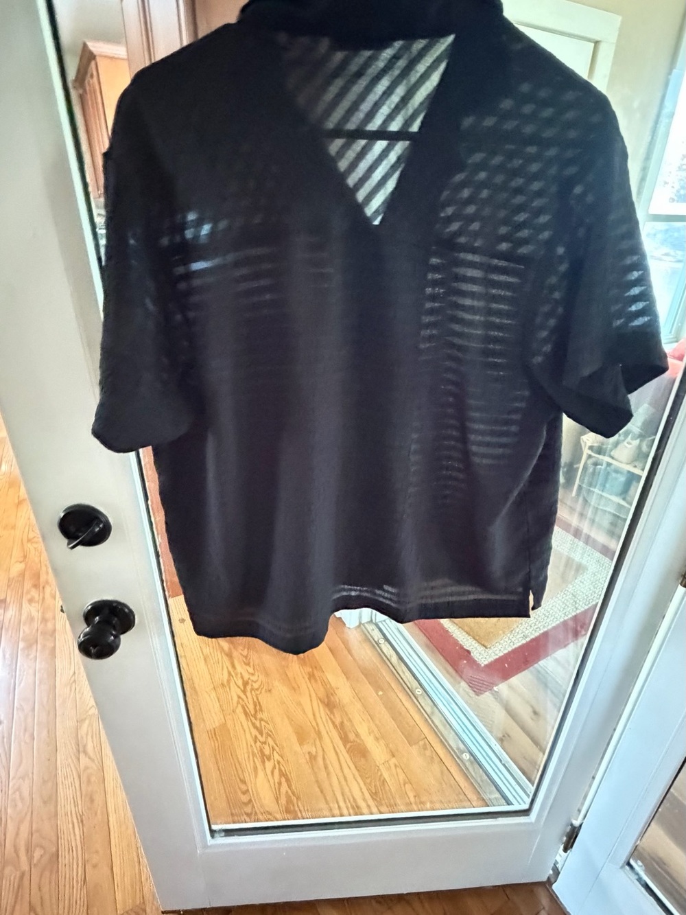 Vintage Size Large 💯 Silk Allyson Whitmore Black Sheer Button-Up Top - Picture 5 of 11